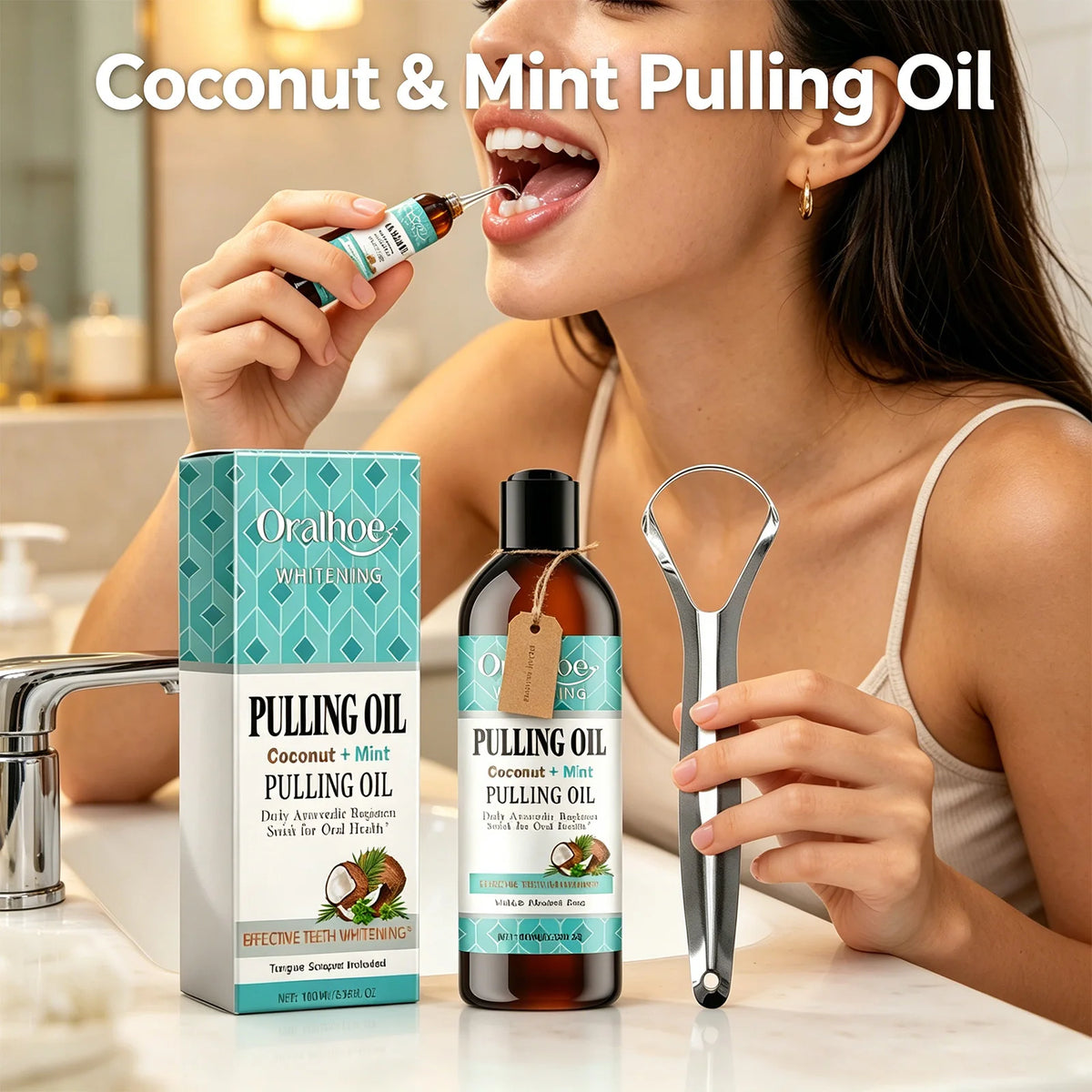 Coconut Mint Oil Pulling Mouthwash 100ml – Alcohol-Free Oral Care Oil Pulling Mouthwash Axl