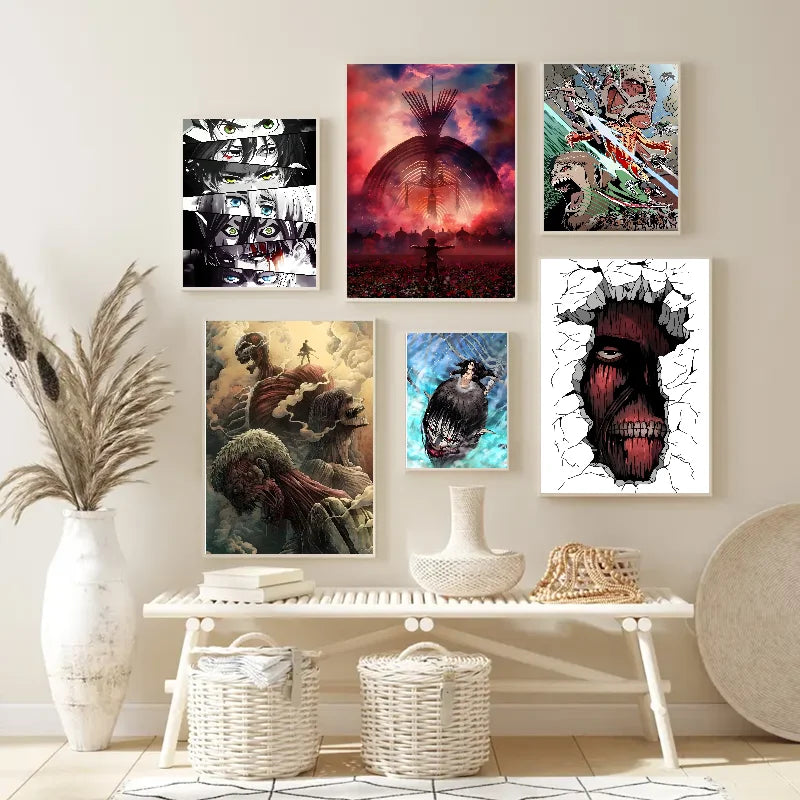Attack on Titan Anime Poster | Self-Adhesive Waterproof Wall Art Anime Wall Poster Axl