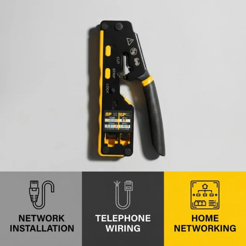RJ45 Crimping Tool Kit – Cat5 Cat5e Cat6 Pass-Through Crimper Ethernet Crimping Tool Axl
