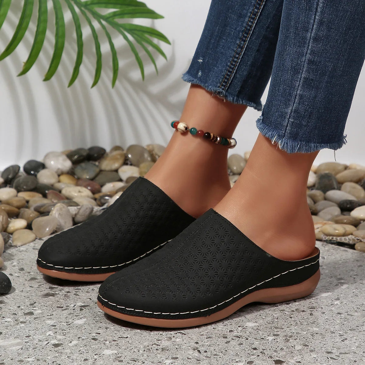 HAJINK Women's Open Toe Slide Sandals – Elegant Summer Flats Women's Slide Sandals Axl Black 38