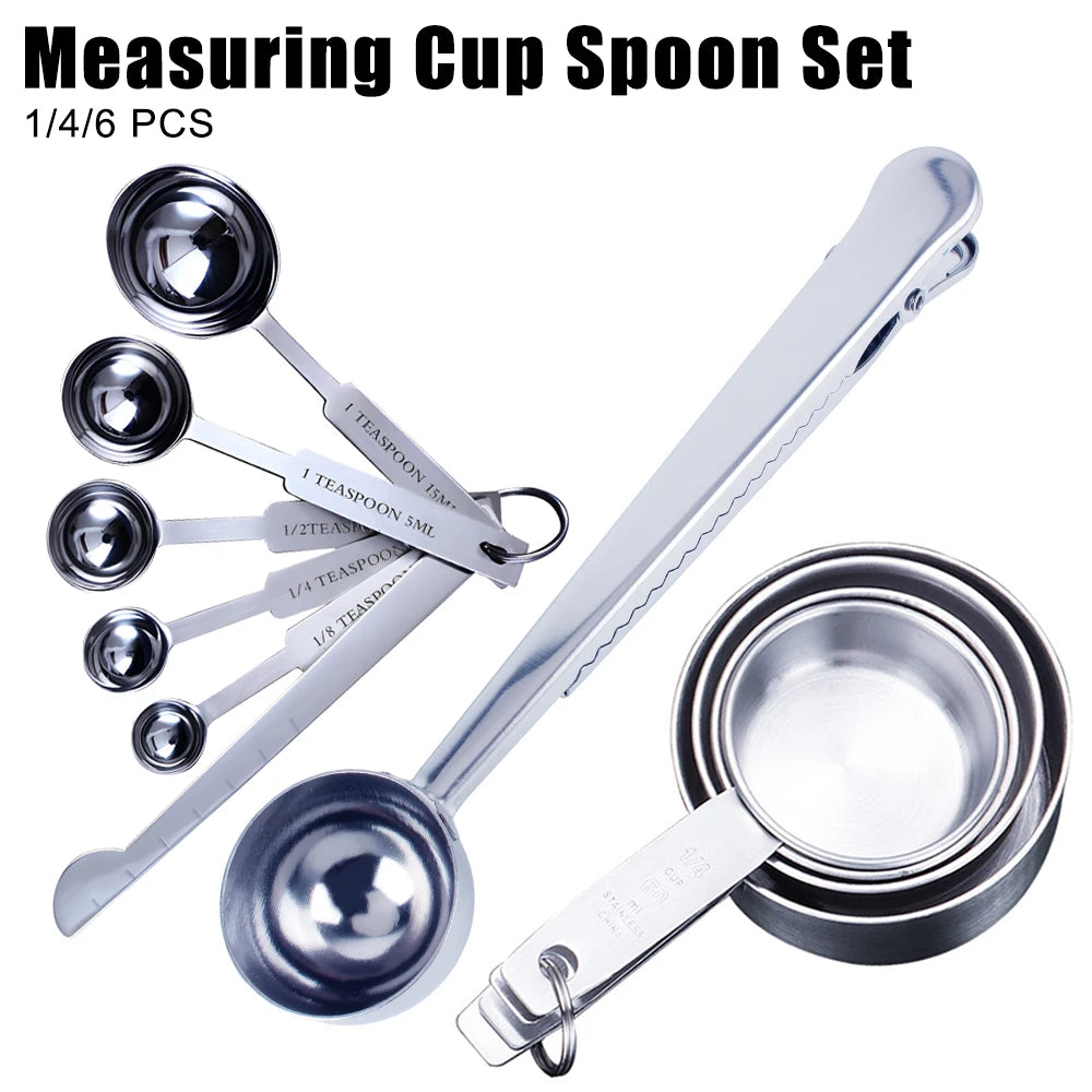 Stainless Steel Measuring Cups & Spoons Set | 1/4/6 PCS Measuring Cup Set Axl 1Pcs