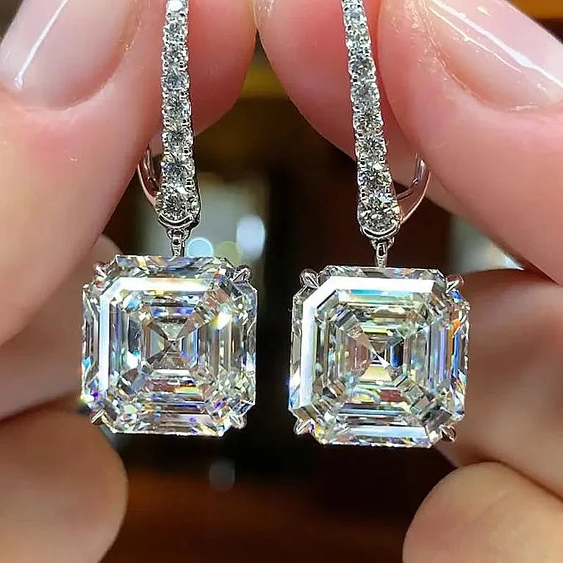 Huitan Square Cubic Zirconia Dangle Earrings | Bridal Wedding Dangle Earrings Axl E3206