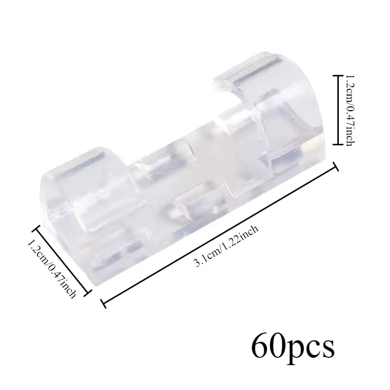 Transparent Cable Clips – Wall & Desk Wire Management (20/60 Pcs) Cable Management Clips Axl 60pcs transparent