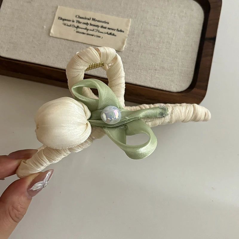 Sweet Tulip Bowknot Hair Clip with Tassels for Women & Girls Hair Clip Axl A4