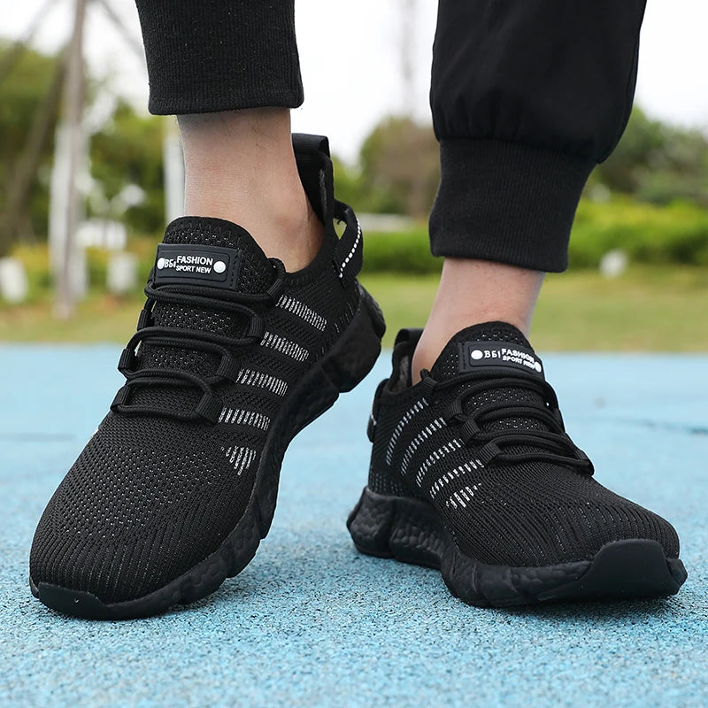 ZULIWAGN Men's Breathable Mesh Running & Walking Shoes Men's Athletic Shoes Axl All Black 36