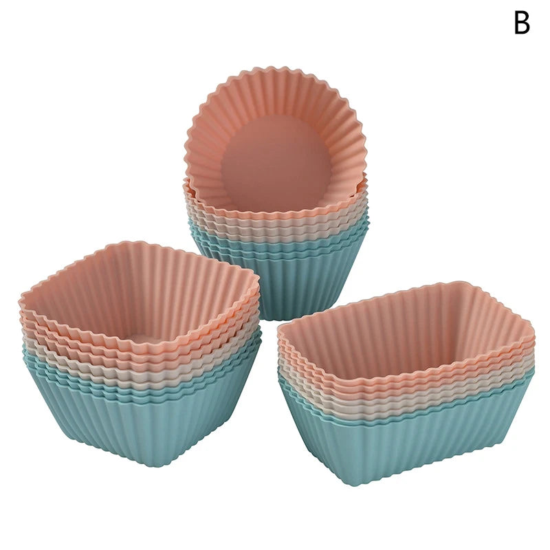12-Pack Silicone Cupcake Molds & Bento Lunch Box Dividers Silicone Baking Molds Axl B