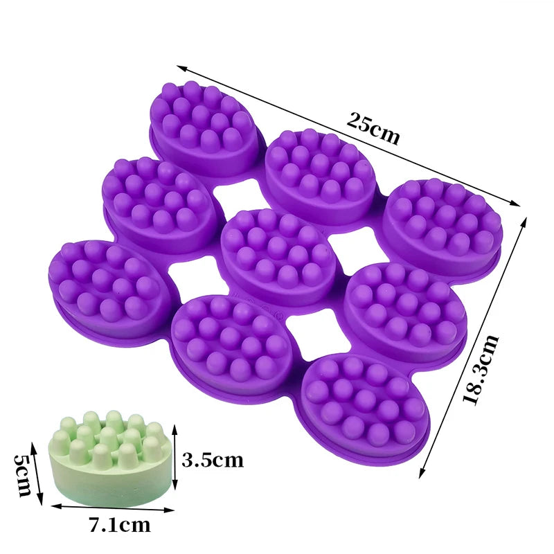 3D Silicone Massage Soap Mold – Oval Spa Bar Mould 2–6 Cavities Silicone Soap Mold Axl