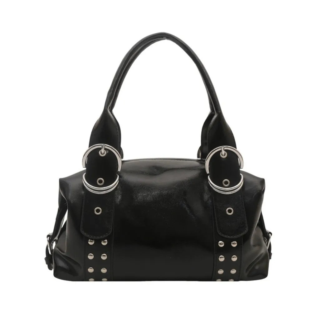 Y2K PU Leather Women's Rivet Shoulder Tote Bag | Large Capacity Shoulder Tote Bag Axl