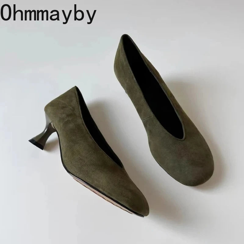 Women's Suede Mary Jane Pumps – Square Heel Slip-On Dress Shoes Mary Jane Pumps Axl