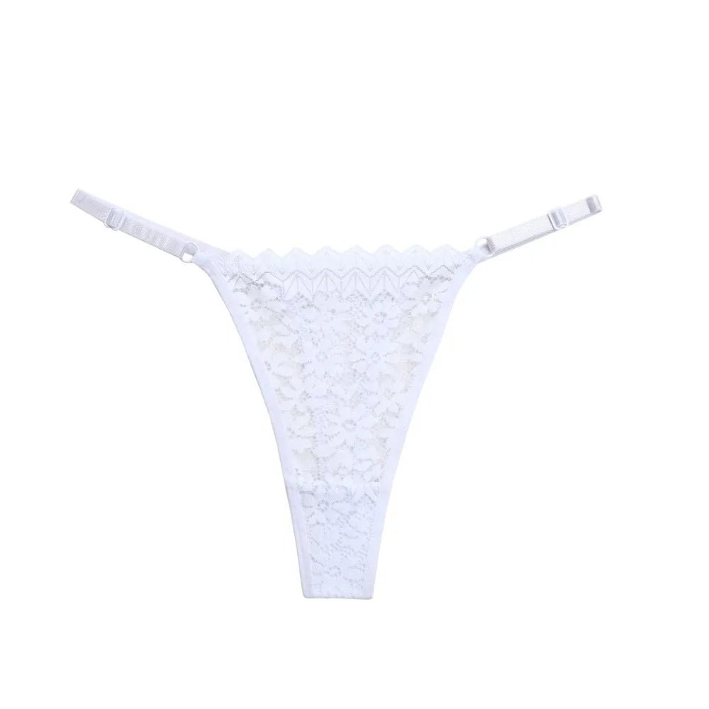 Women's Low-Rise Lace Thong Panties – Soft Traceless Briefs Lace Thong Panties Axl White L 1pc-1pc-