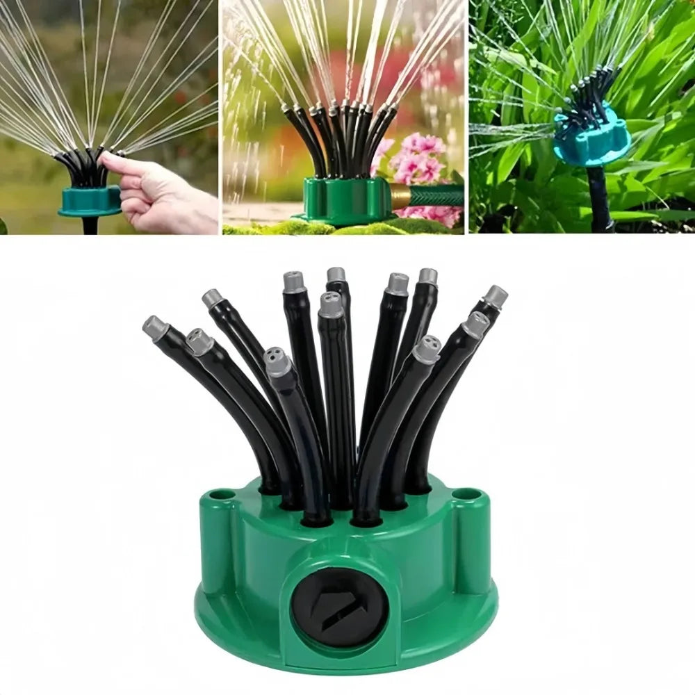 360° Multi-Head Garden Sprinkler – 12-Nozzle Lawn Irrigation Garden Sprinkler Axl