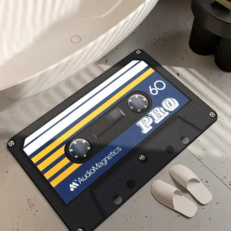 Diatom Mud Bath Mat – Retro CD Cassette Design, Non-Slip Bath Mat Axl