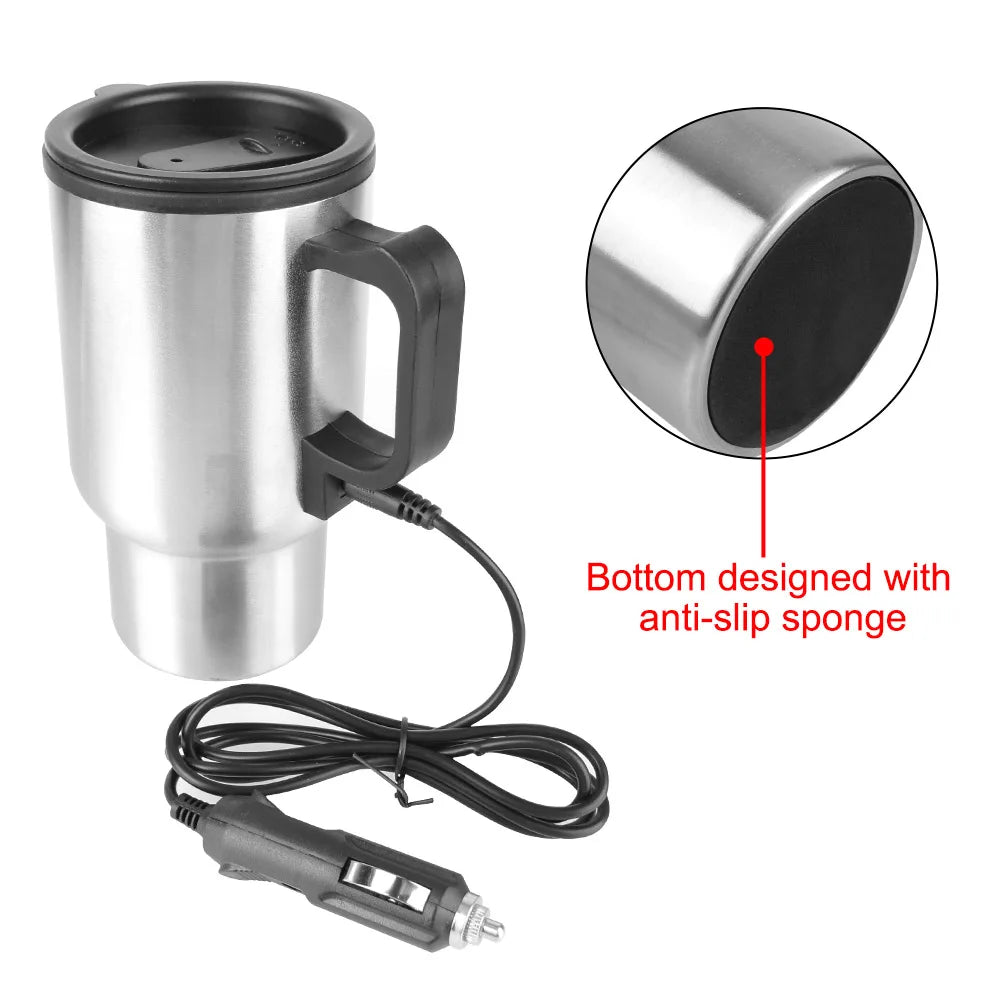 12V Electric Car Kettle 450ml Stainless Steel Travel Mug Car Electric Kettle Axl