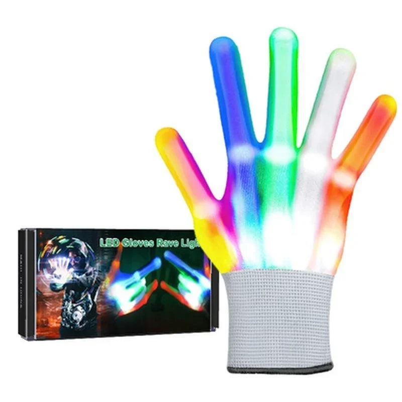 LED Light-Up Skull Gloves – Halloween Party Glow Gloves LED Party Gloves Axl