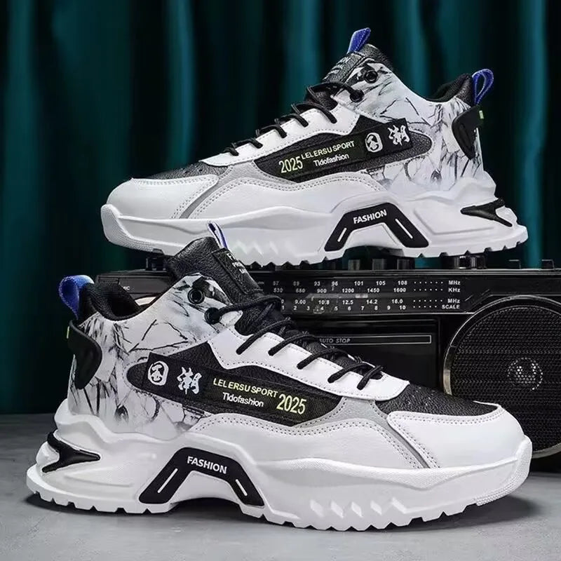 YBQJOO Men's High-Top Anti-Slip Casual Sneakers | Lace-Up Men's Casual Sneakers Axl
