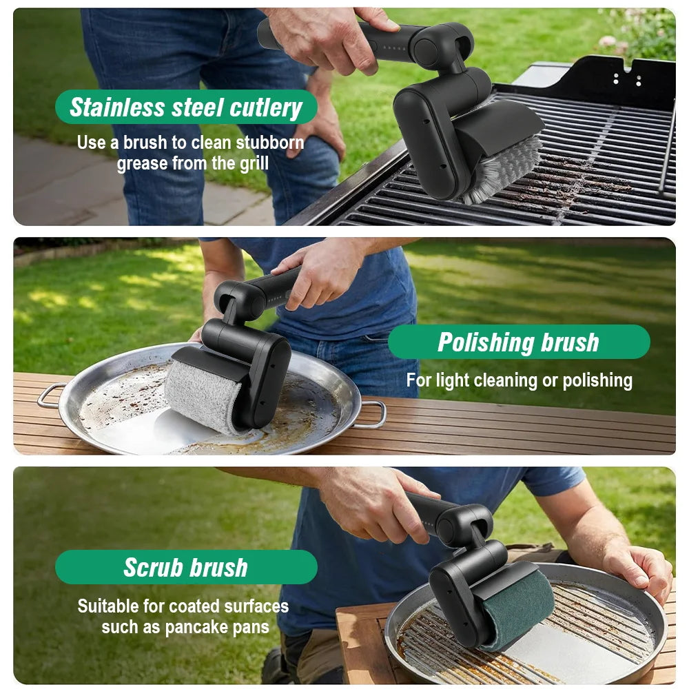 Electric BBQ Grill Cleaner Brush – 3 Heads, 4000mAh Cordless Electric Grill Brush Axl