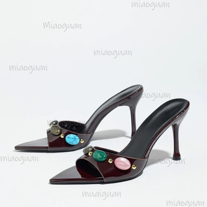 Retro Gem Women's High Heel Sandals – Peep Toe Party Pumps High Heel Sandals Axl