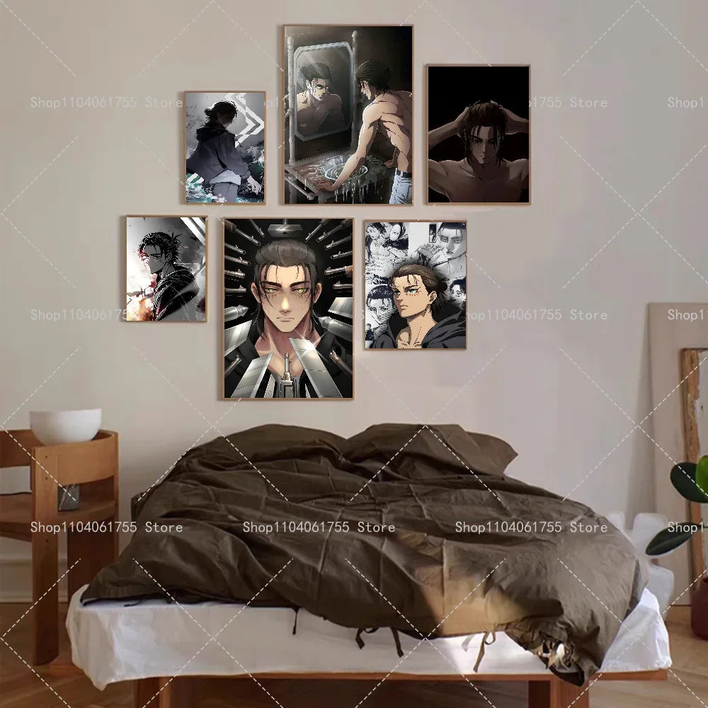 Attack on Titan Eren Yeager Anime Poster – Waterproof Wall Sticker Anime Wall Poster Axl