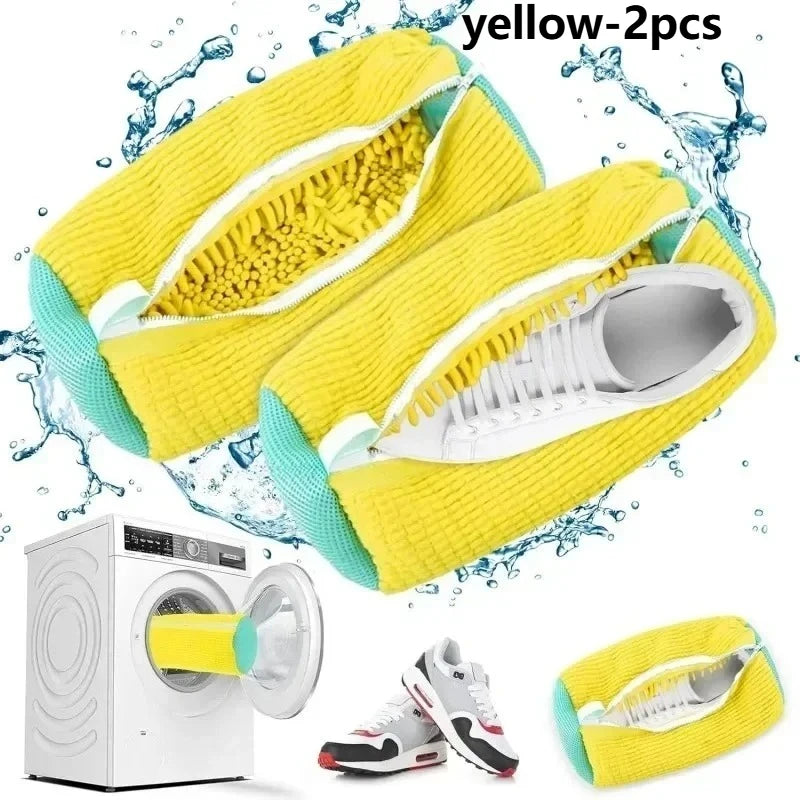Shoe Laundry Bag – Soft Chenille Polyester Washer Protector Shoe Laundry Bag Axl Yellow-2pcs