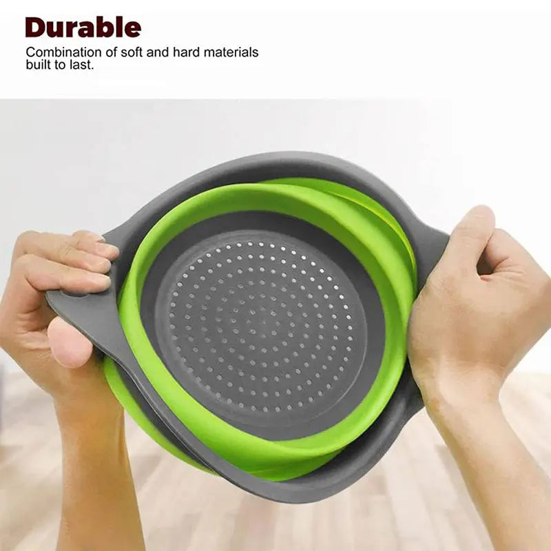 Collapsible Silicone Colander – Foldable Fruit & Veggie Strainer Collapsible Colander Axl