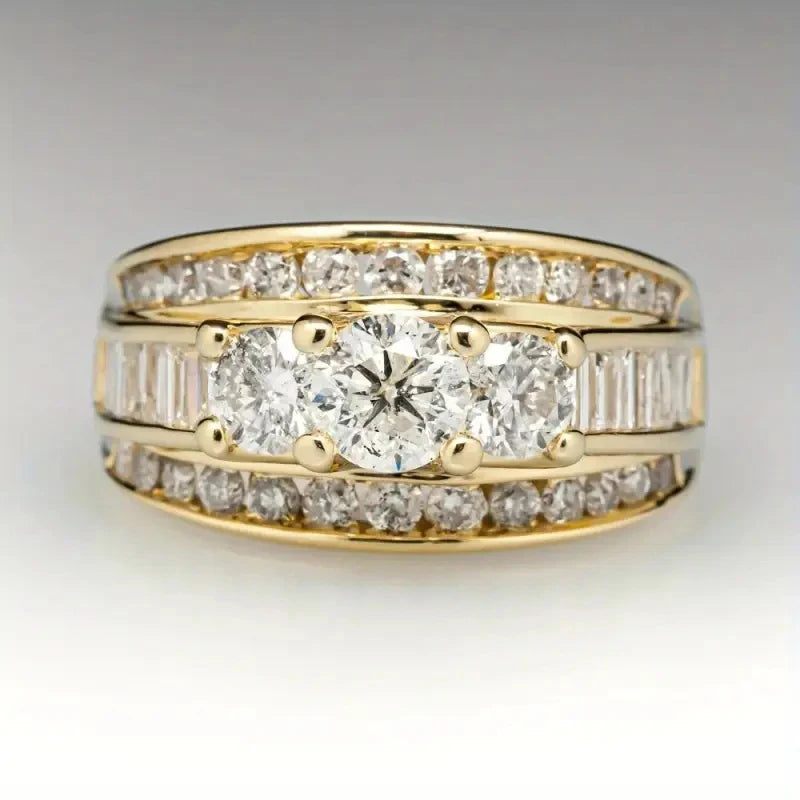 Huitan Women's CZ Engagement Ring – Brass Wedding Band T0954 CZ Engagement Ring Axl