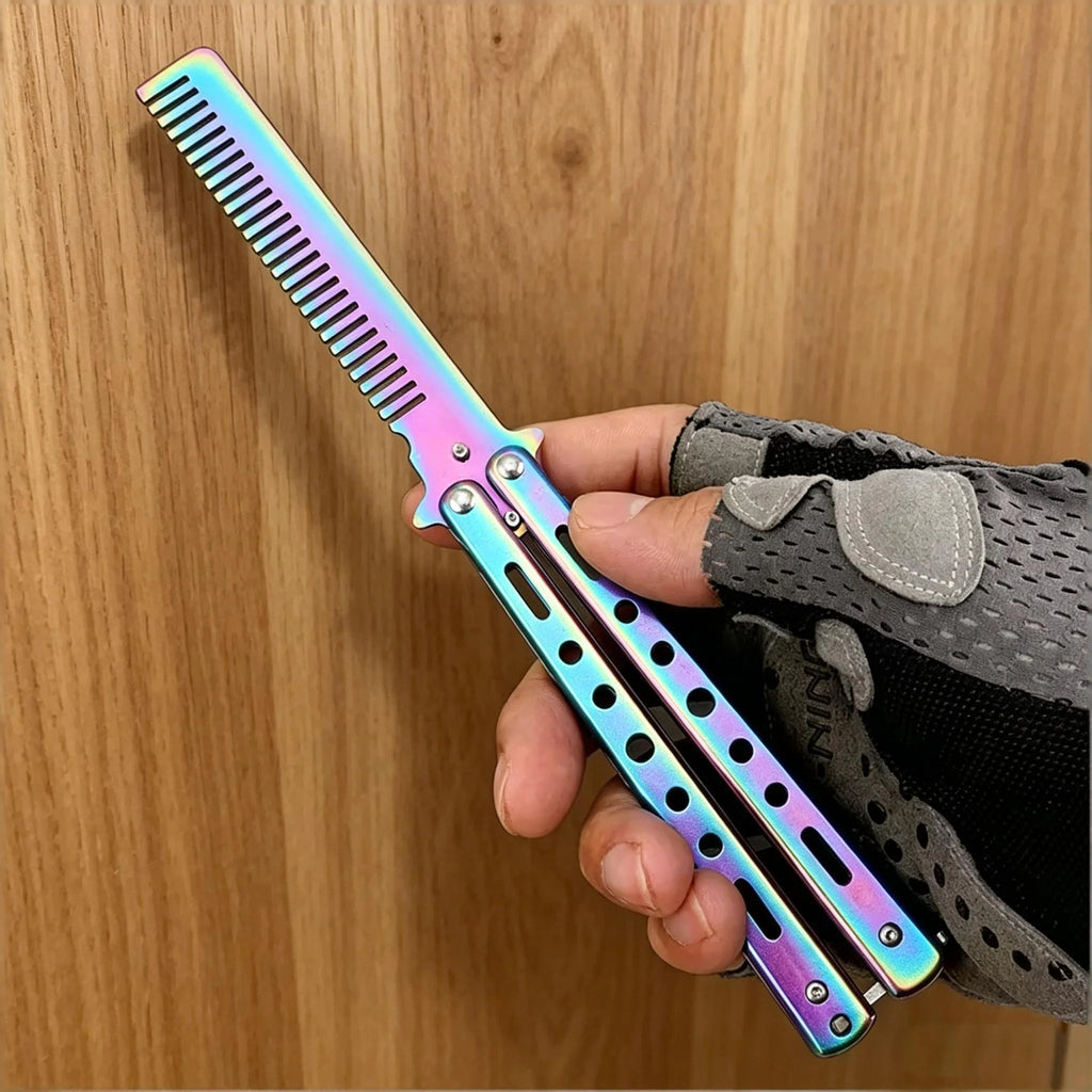 Stainless Steel Butterfly Comb – Folding Practice Comb for Men Folding Butterfly Comb Axl