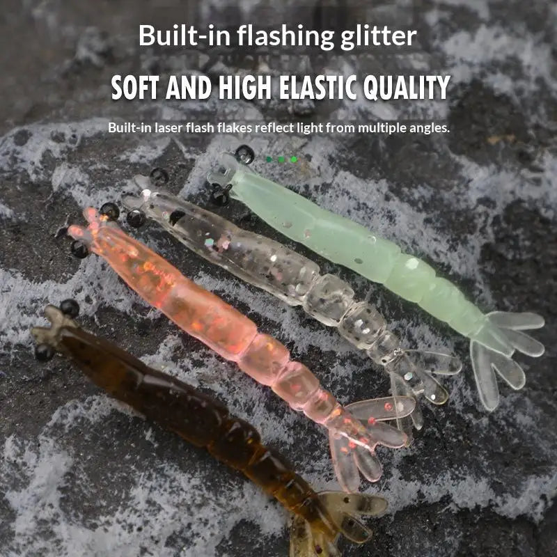 20PCS Mini Soft Worm Shrimp Fishing Lures – 40mm Silicone Bait Soft Fishing Lures Axl