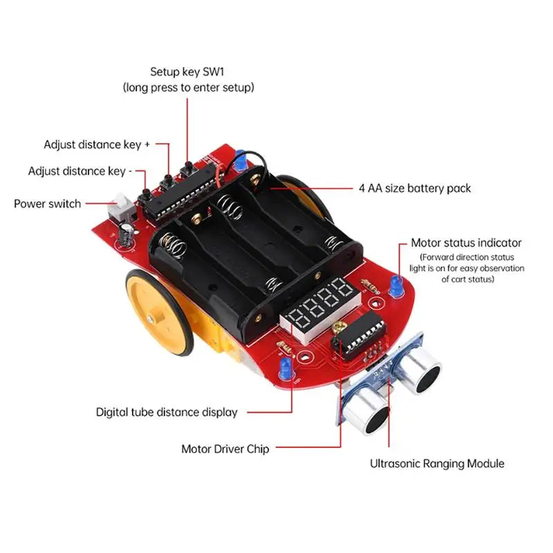 DIY Ultrasonic Obstacle Avoidance Robot Car Soldering Kit DIY Robot Kit Axl