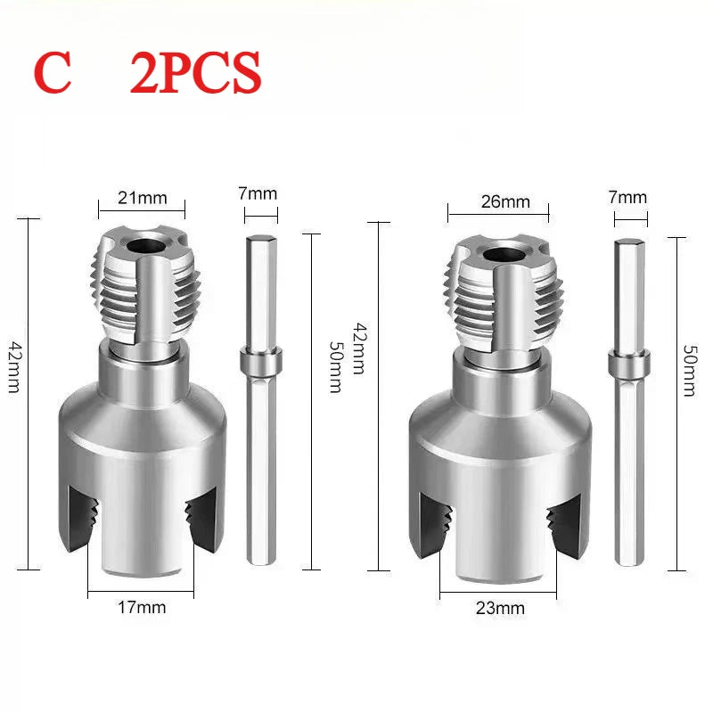 Electric Drill Pipe Threader Kit – Internal & External Threading Pipe Threader Kit Axl C-2pcs