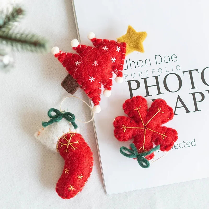 Wool Felt Christmas Ornaments – Snowmen, Tree & Wreath Décor Christmas Ornaments Axl