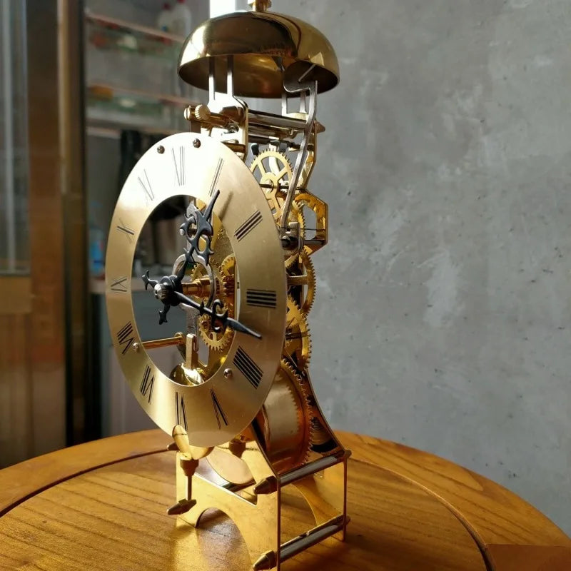 Retro Mechanical Desk Clock – Luxury Gold Metal Tabletop Clock Mechanical Desk Clock Axl
