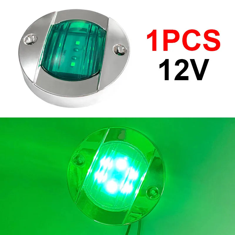 DC 12V/24V Marine LED Stern Light – Round IP67 Boat Tail Lamp Marine LED Light Axl 12V Green 1Pcs