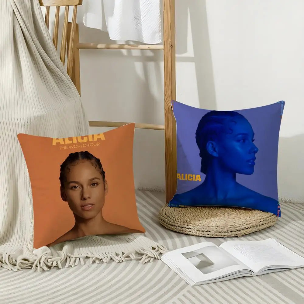 Alicia Keys Linen Cushion Cover | Breathable Pillowcase Hidden Zipper Decorative Pillow Cover Axl