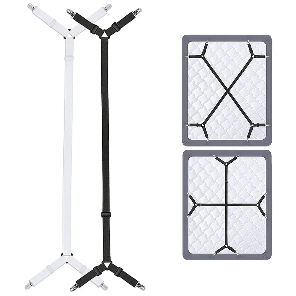 Adjustable Elastic Bed Sheet Straps & Gripper Clips | 17–110 in Bed Sheet Clips Axl black