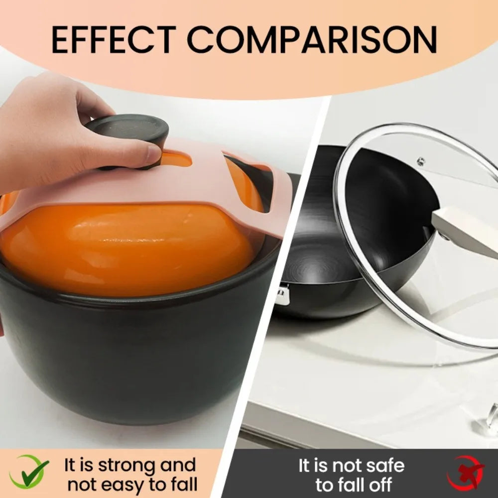 Silicone Pot Lid Holder Strap – Universal Elastic Band Cookware Accessory Axl
