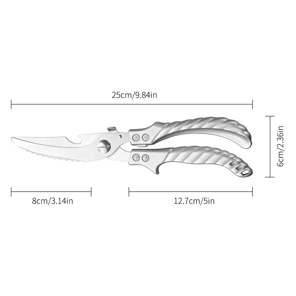 Stainless Steel Kitchen Shears – Heavy-Duty Meat & Poultry Scissors Kitchen Shears Axl 1PCS D