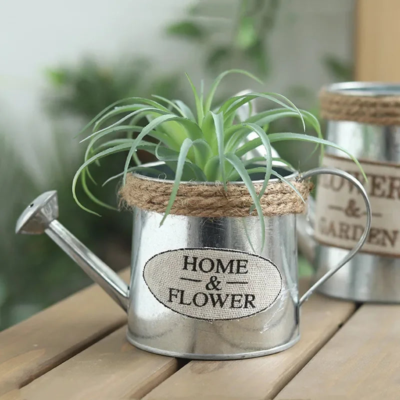 Retro Small Iron Bucket Vase – Vintage Garden Home Décor Decorative Iron Vase Axl