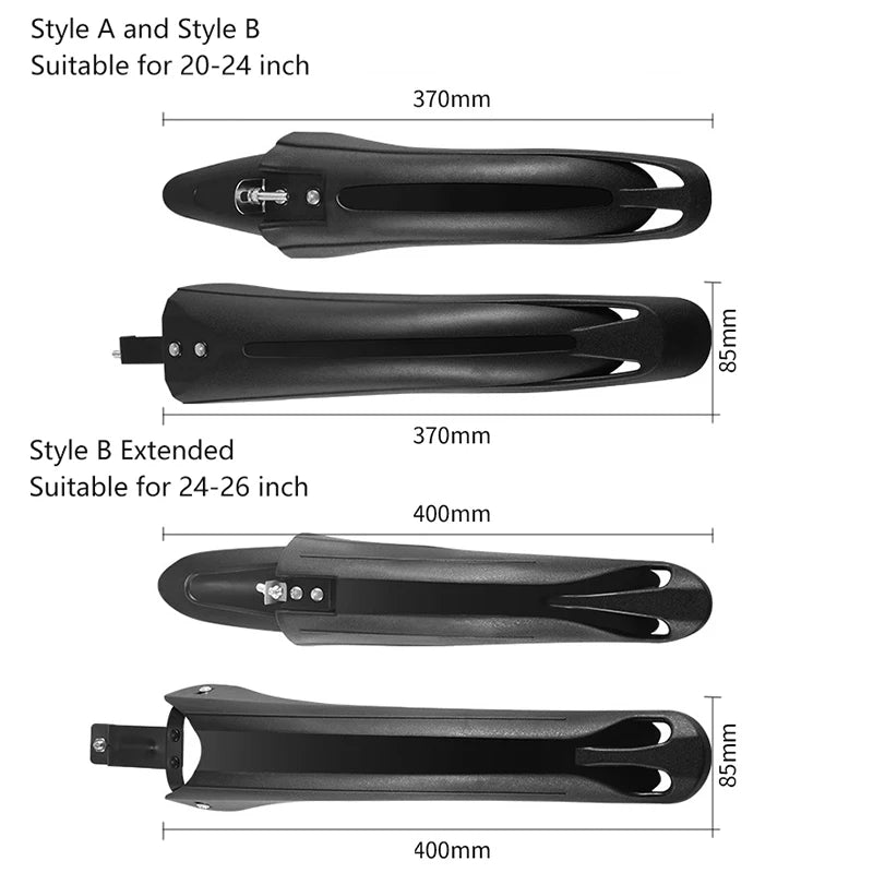 Adjustable Bike Mudguard Set – Front & Rear Fenders 24/26" Wheels Bicycle Fender Set Axl