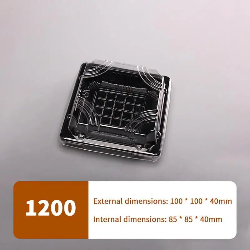 10 Pcs Disposable Sushi Boxes with Lids – PET Takeaway Pack Disposable Food Containers Axl 1200 Black