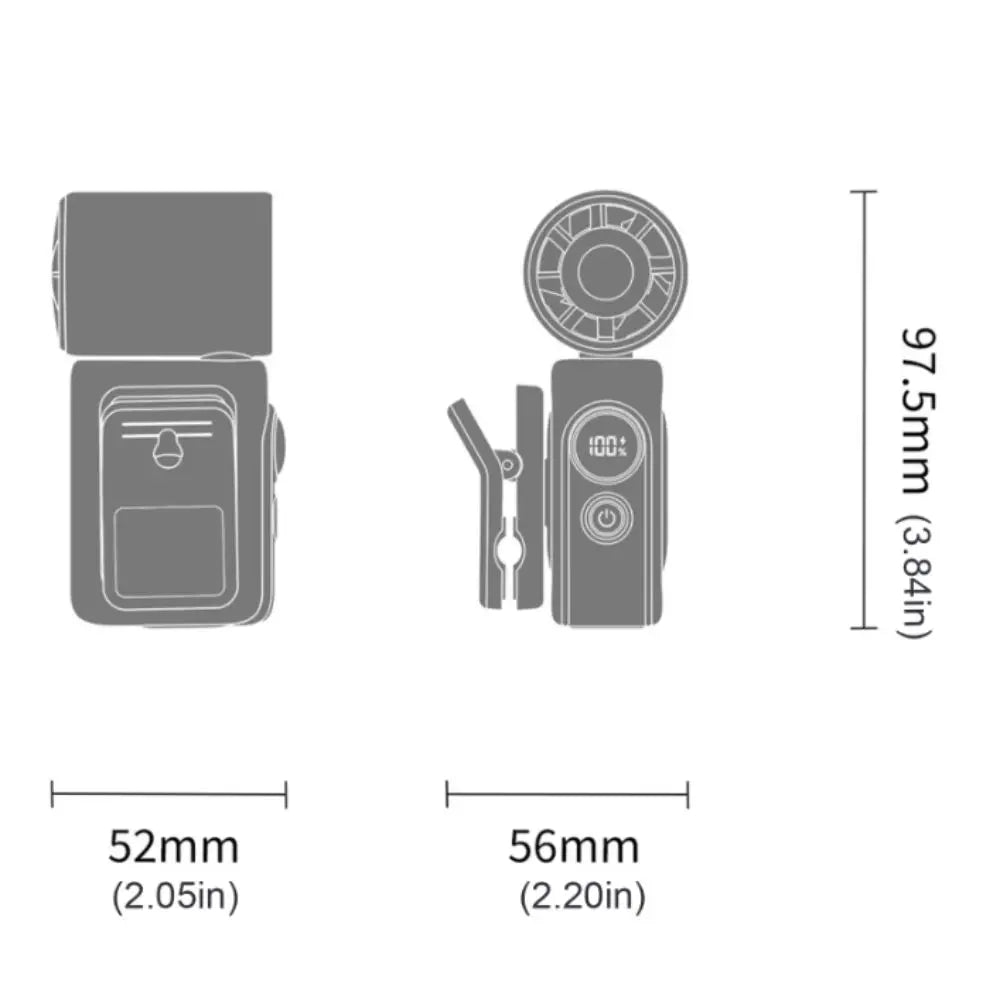 Clip-On Mini Fan – LED Display, 4 Speeds, USB Rechargeable Personal Clip-On Fan Axl