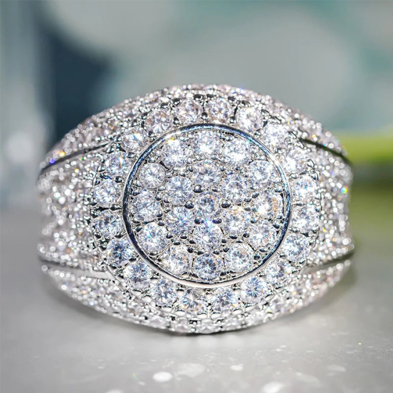 Huitan Wide Wedding Band Ring – Cubic Zirconia for Women Wedding Band Ring Axl T0719 10