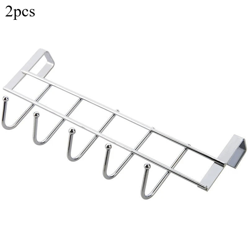 Over The Door 5-Hook Stainless Steel Organizer Rack Door Hook Organizer Axl 2pcs