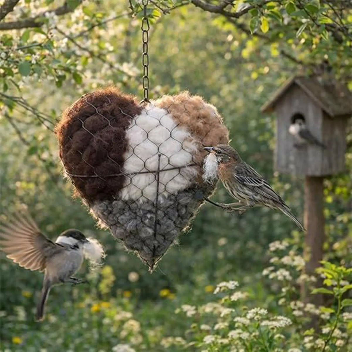 Handmade Cotton Bird Nest Box – Refillable Heart-Shape Hangable Bird Nesting Box Axl