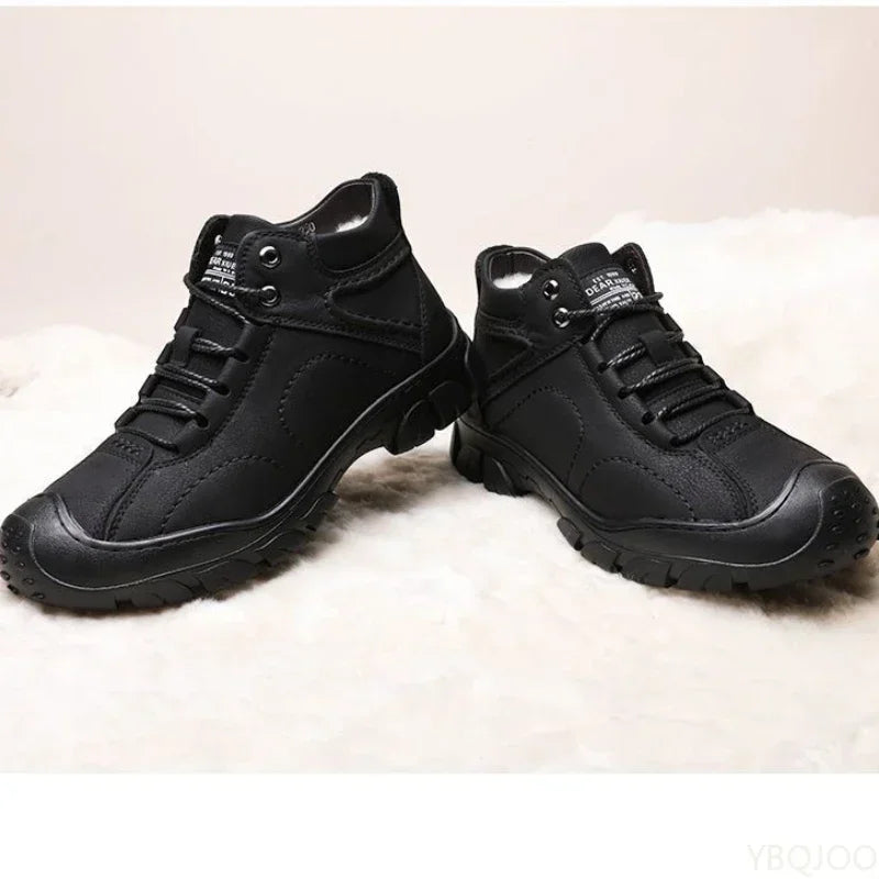 Men's Winter Velvet Lined Ankle Snow Boots – Lace-Up Men's Winter Boots Axl