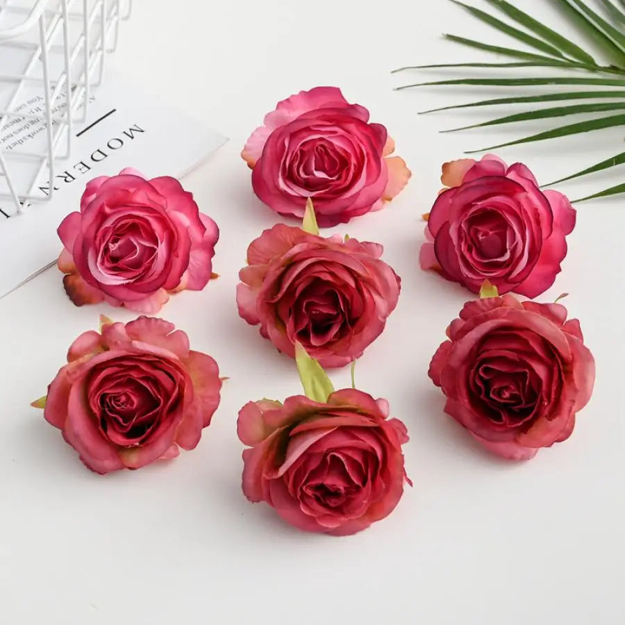 Silk Rose Flower Heads 10 Pcs – Wedding, Wreath & DIY Crafts Artificial Silk Flowers Axl