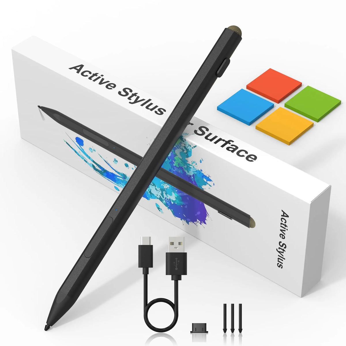 Stylus Pen for Microsoft Surface – 4096 Pressure & Palm Rejection Surface Stylus Pen Axl Black