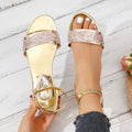 Women's Plus Size Glitter Ankle Strap Low Heel Sandals Low Heel Sandals Axl 41 Champagne