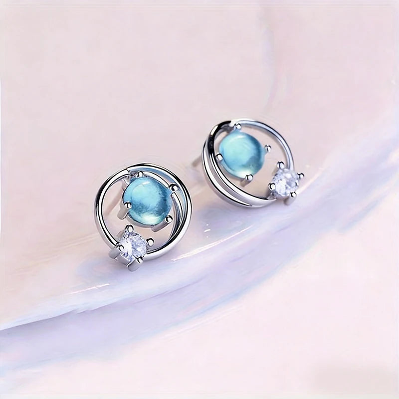 Huitan Planet Stud Earrings – Imitation Opal Women's Jewelry Stud Earrings Axl
