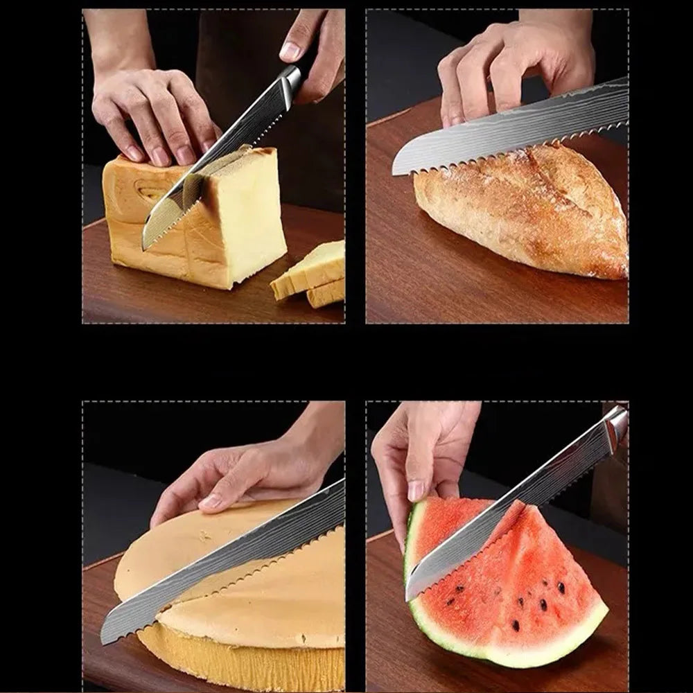InLeung Damascus Chef Knife – Sharp Wood Handle Kitchen Knife Damascus Chef Knife Axl