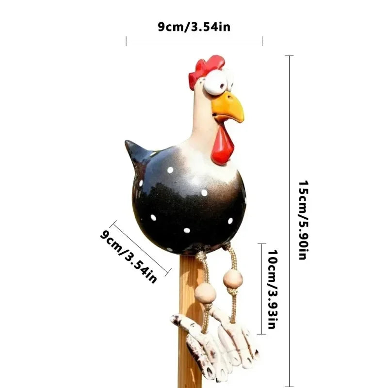 Funny Big-Eyed Chicken Garden Stake | Resin Hen Sculpture Garden Statue Axl